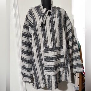 NWOT-  Artesanal Men's Black and White Striped     Hoddie